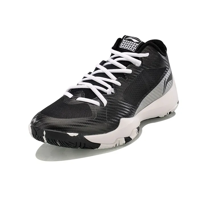 LINING Basketball Shoes Unisex Mid-Top Black/Silver/White-1