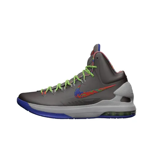 Nike KD 5 Basketball Shoes Men High-Top Sports Gray/Olive Gray/Bright Red/Electronic Green