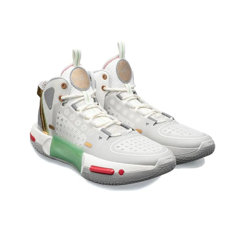 LiNing Shadow 4 Lightweight Rebound Mid-Top Basketball Shoes Gray Green-2