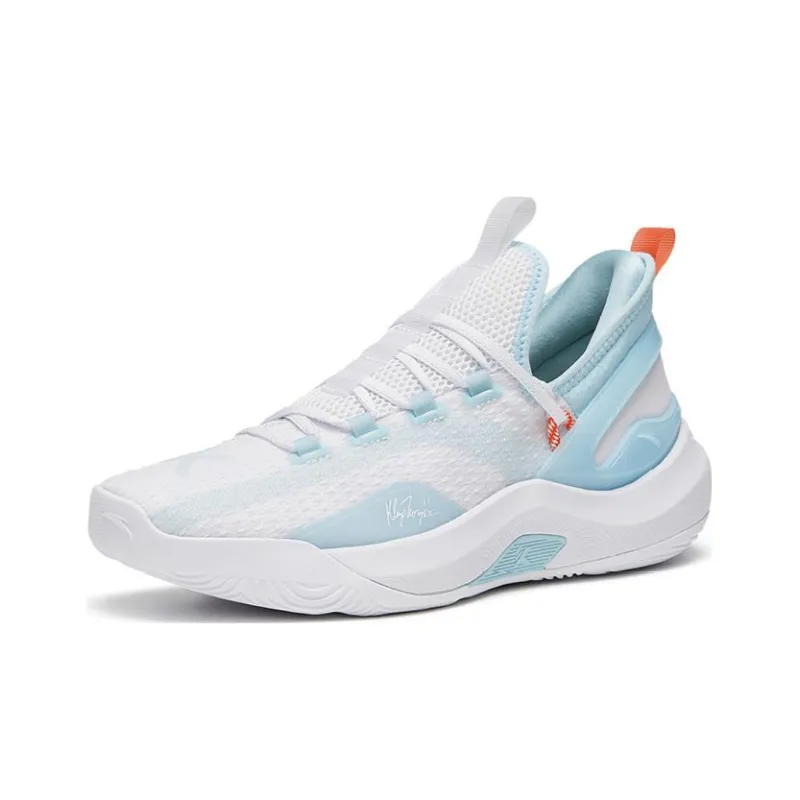 Anta KT Fly Anti Slip Wear Resistant Low Top Basketball Shoes White Blue-1