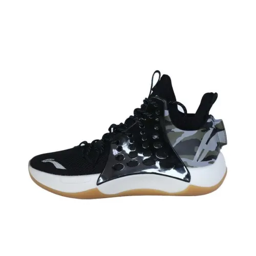 LiNing SONIC 7 Mid Cushioning, Slip Resistant, And Abrasion Resistant Mid Top Basketball Shoes Men's Black Gray