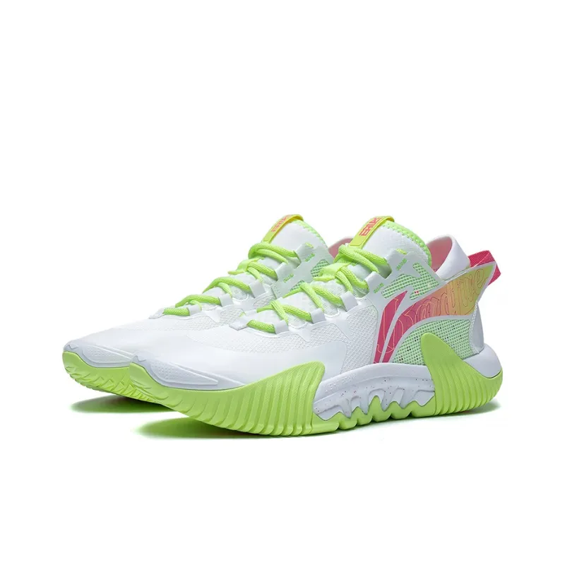 LINING Badfive 2 Low Basketball Shoes Men Low Top Standard White/Neon Yellow Green-2