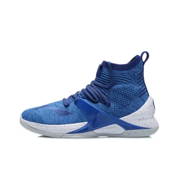 LiNing Blockade Slip Resistant Cushioning High Top Basketball Shoes Men's Storm Blue