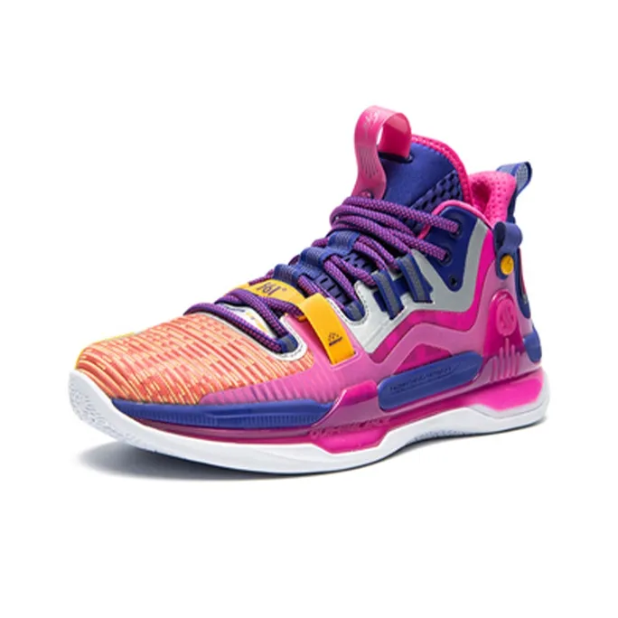 361° AG 1 California Sunset Cushioning Anti Slip And Wear Resistant Mid Top Basketball Shoes Men's Blue Pink-1