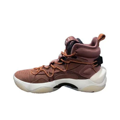 LINING Power 6 Basketball Shoes Men High-Top Mud Gray Brown/Standard Black