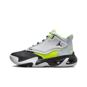 Jordan Max Aura 4 GS Shock Absorbers With Slip Resistant Features Mid Top Basketball Shoes Teenagers Silver Green