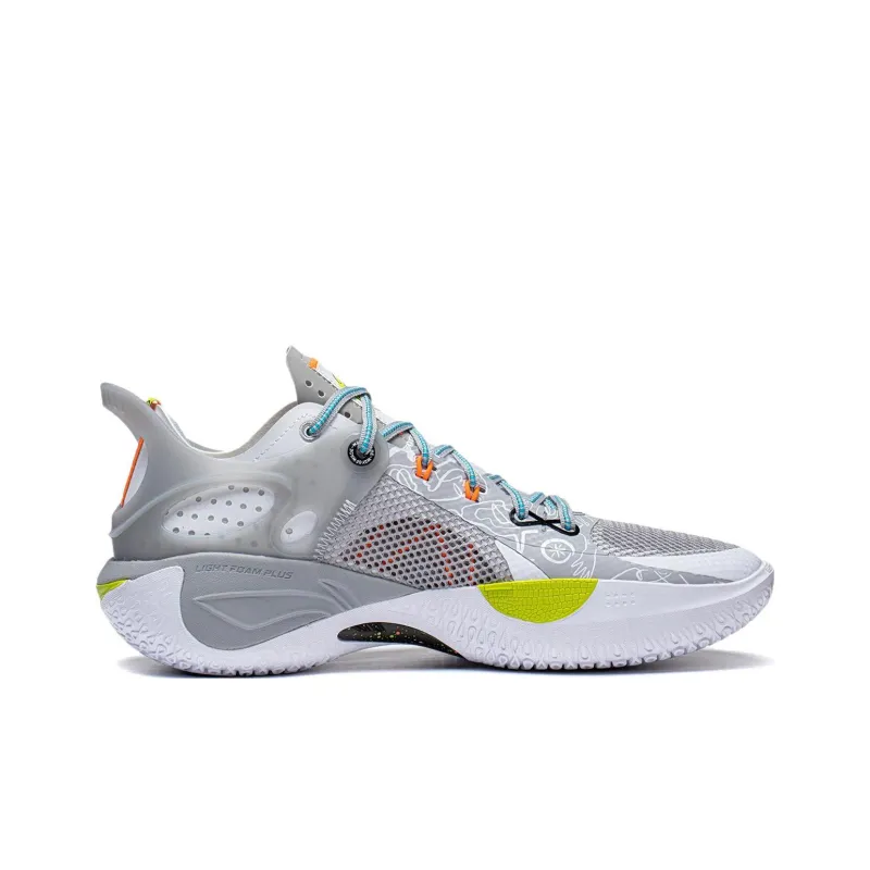 LiNing Wade Fission 8 Non-slip Wear-resistant Shock Absorption Low-Top Basketball Shoes Men's Gray White Black-1