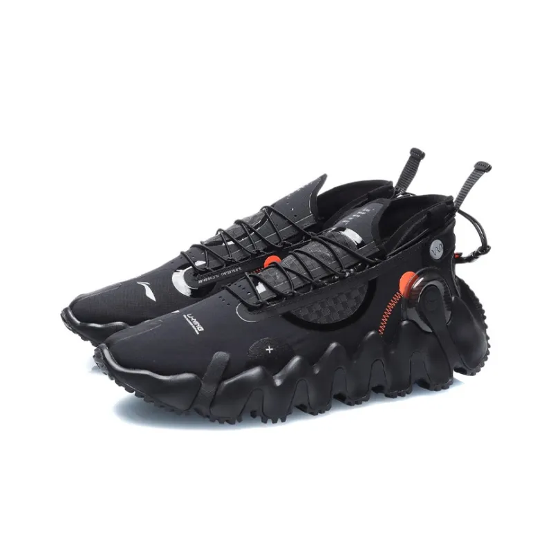 LiNing Wu Xing 2 Anti Slip And Wear Resistant Lightweight Low Top Basketball Shoes Men's Black Orange-2