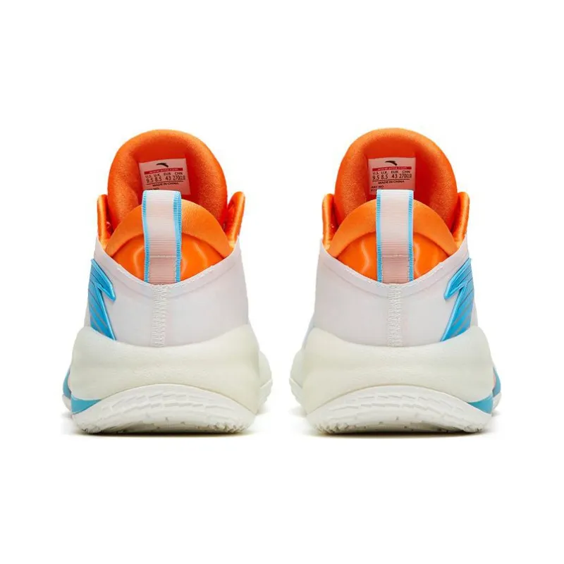 Anta Cement Bubbles 3 Anti Slip Wear Resistant Low Top Basketball Shoes Men's White Blue Orange-3