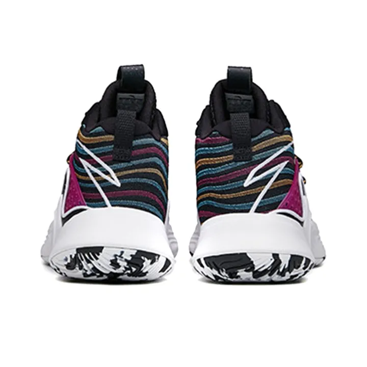 Anta Cushioning Anti-Slip Wear-Resistant Breathability Mid-Top Basketball Shoes Men's Black Blue Yellow-4