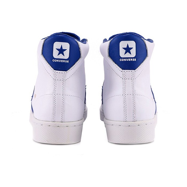 Converse pro leather white blue best sale