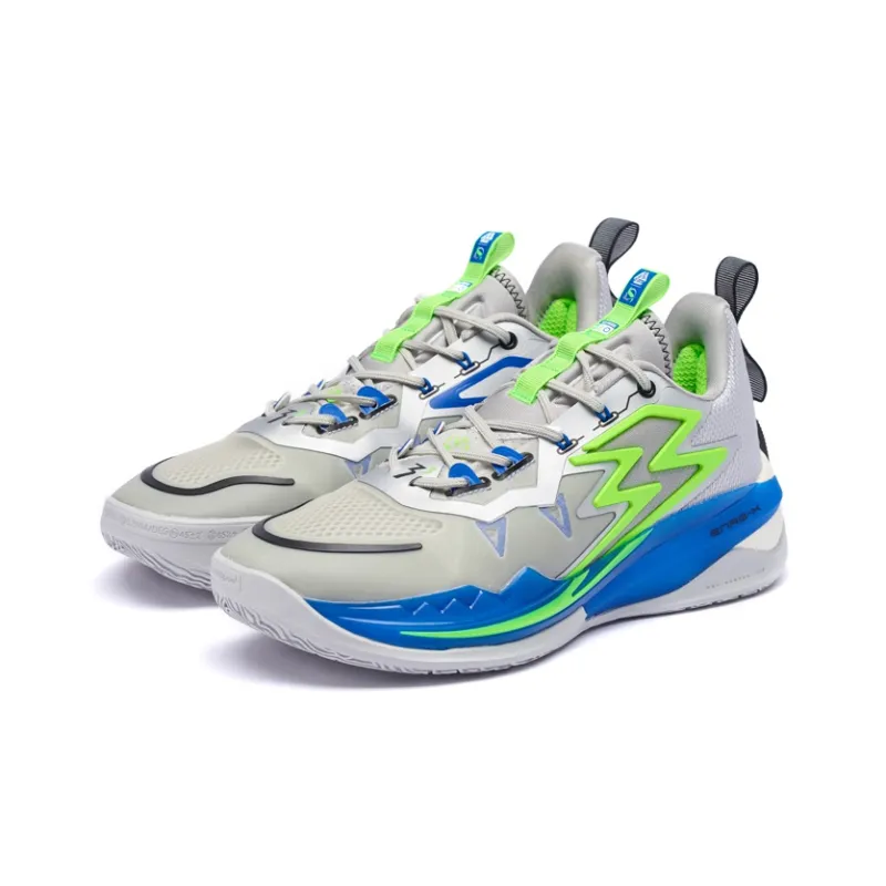361° Big3 3.0 Cushioning, Wear Resistant Low Top Performance Basketball Shoes Men's Silver White Turquoise-3