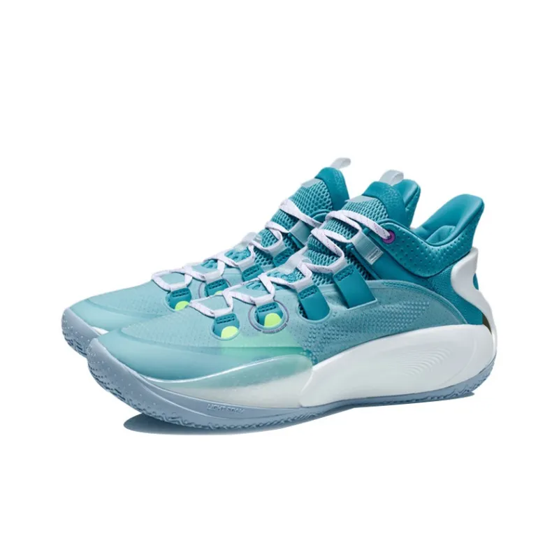 LiNing SONIC 9 Low Slip-Resistant Cushioning Wear-Resistant Low-Top Performance Basketball Shoes Blue White-2