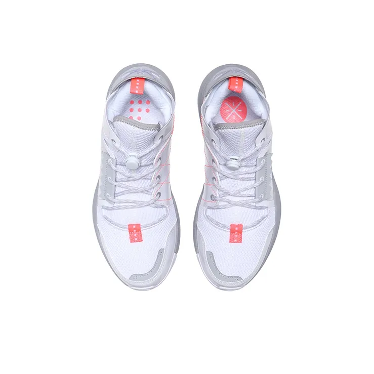 LiNing Wowls Cushioning Anti Slip And Wear Resistant Mid Top Basketball Shoes White Gray-3