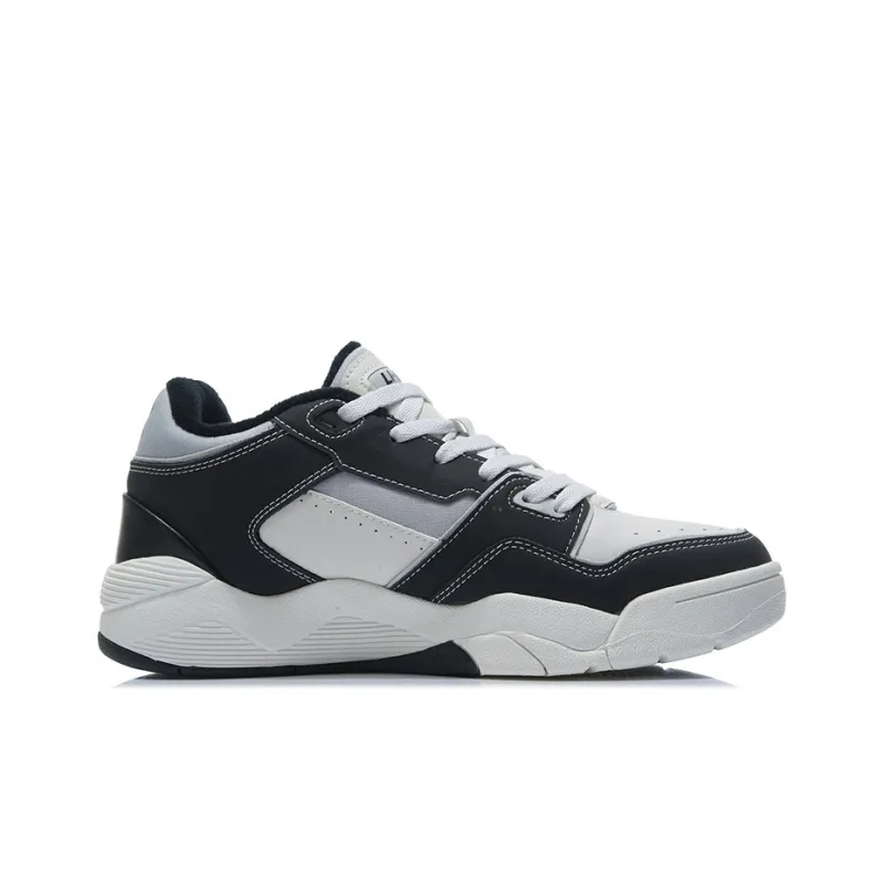 LiNing Retro 80s Cushioning Anti-Slip And Wear-Resistant Low-Top Basketball Shoes Black White-1
