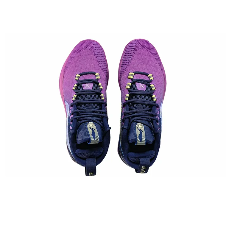 LiNing SONIC 8 Cushioning Rebound Mid Top Basketball Shoes Men's Purple Blue-3