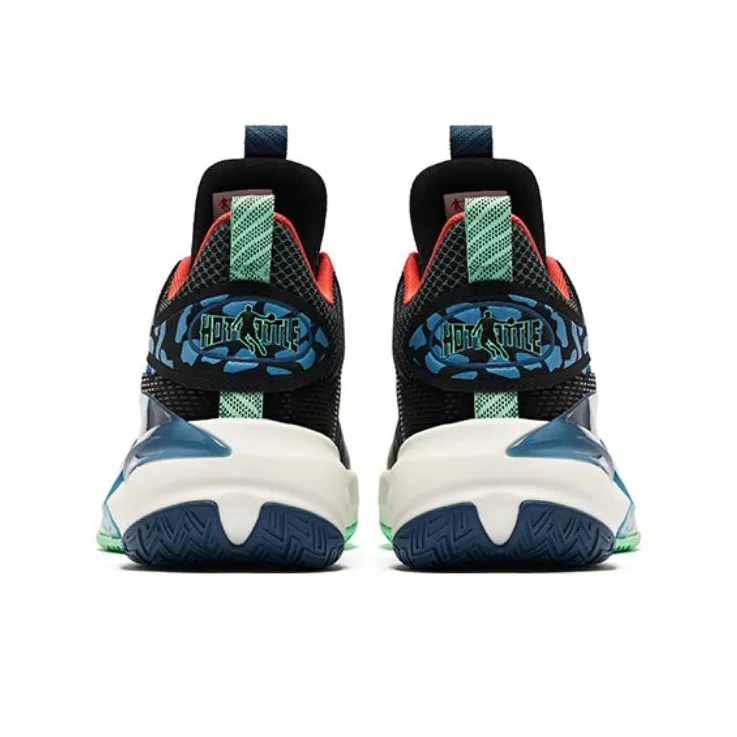 QIAODAN Sharp Edge 6.0 Cushioning Anti Slip And Wear Resistant Rebound Low Top Basketball Shoes Men's Black Blue Green-4
