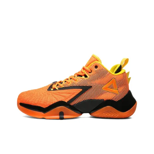 PEAK Basketball Shoes Men Mid-Top Fluorescent Orange