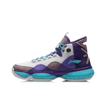 LiNing Wow Shadow 2 Cushioned Slip Resistant Rebound Wear Resistant High Top Basketball Shoes Men's White Purple