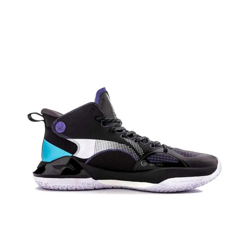 LiNing YuShuai 15 䨻 Cushioning Anti-Slip Wear-Resistant Coverage Support Rebound Mid-Top Basketball Shoes Black Blue-1