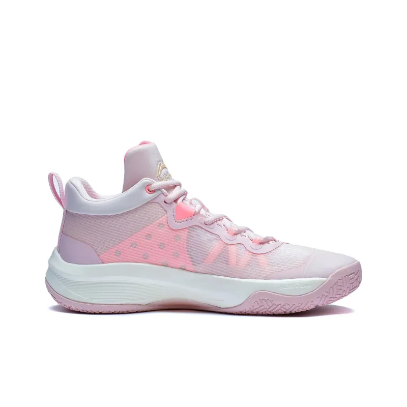 LiNing Speed Shock Absorbers With Slip Resistant And Abrasion Resistant Properties Low Top Basketball Shoes Men's Pink-1