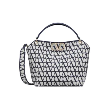 Valentino GARAVANI Cotton Tote Bag Shopping Bag Shoulder Bag Crossbody Bag Handbag Women's Blue/White