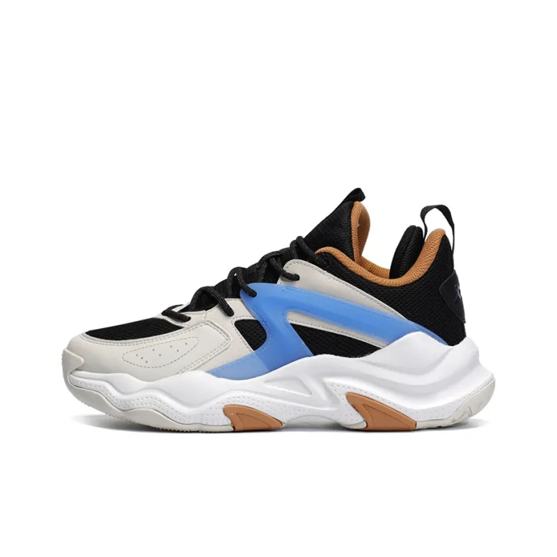 XTEP Breathable Low Top Performance Basketball Shoes Men's Black White Blue-0