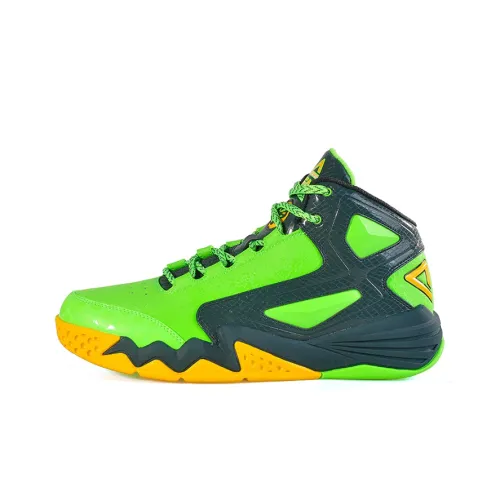 PEAK Basketball Shoes Men High-Top Neon Green/Dark Green