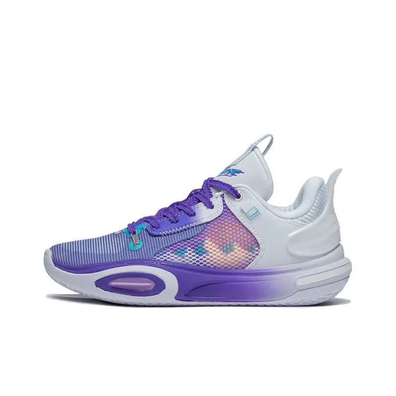 LINING All City 11 Youth Basketball Shoes Unisex Low Top Gray/Purple-0