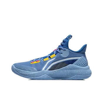 LiNing Combat Low Slip Resistant Cushioning Wear Resistant Low Top Basketball Shoes Blue Yellow