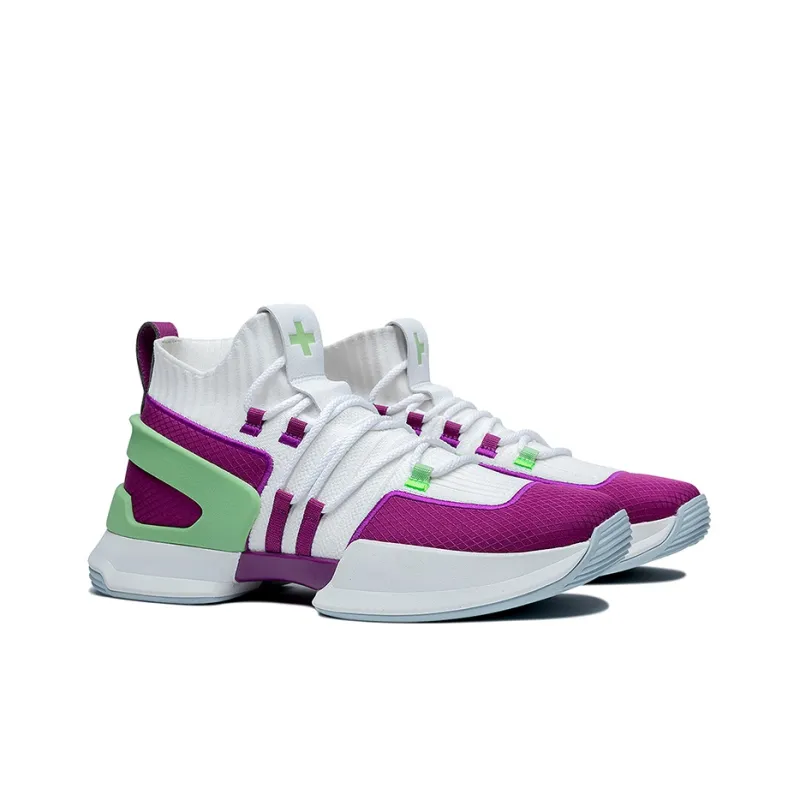 EQLZ EQUALIZER Zero Cell Create Something Out Of Nothing Mid Top Basketball Shoes Unisex White Purple Green-2