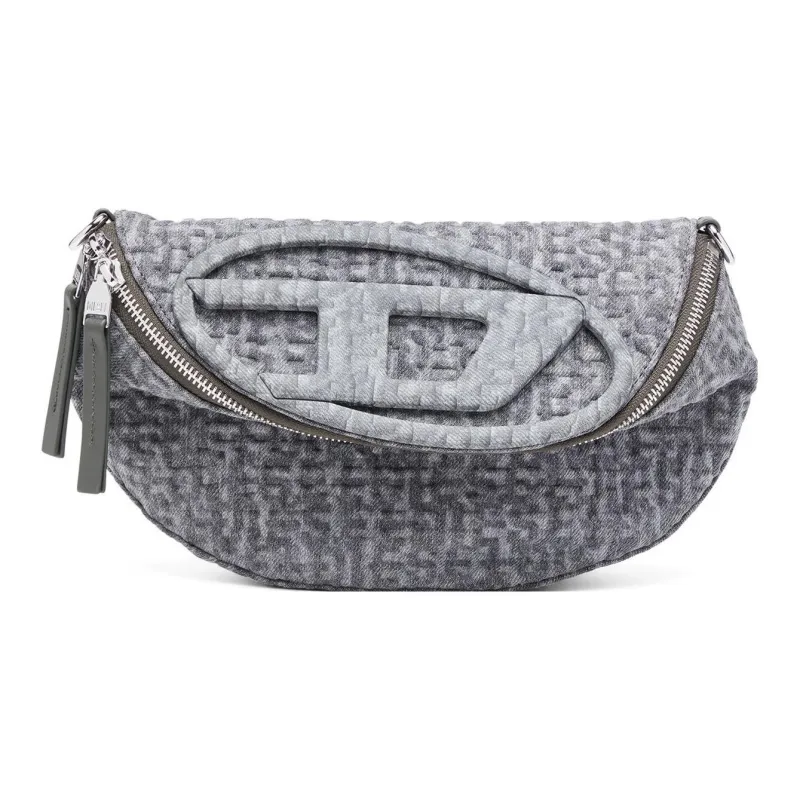 DIESEL Fabric Fanny Pack, Crossbody Bag Mini Women's Gray-0