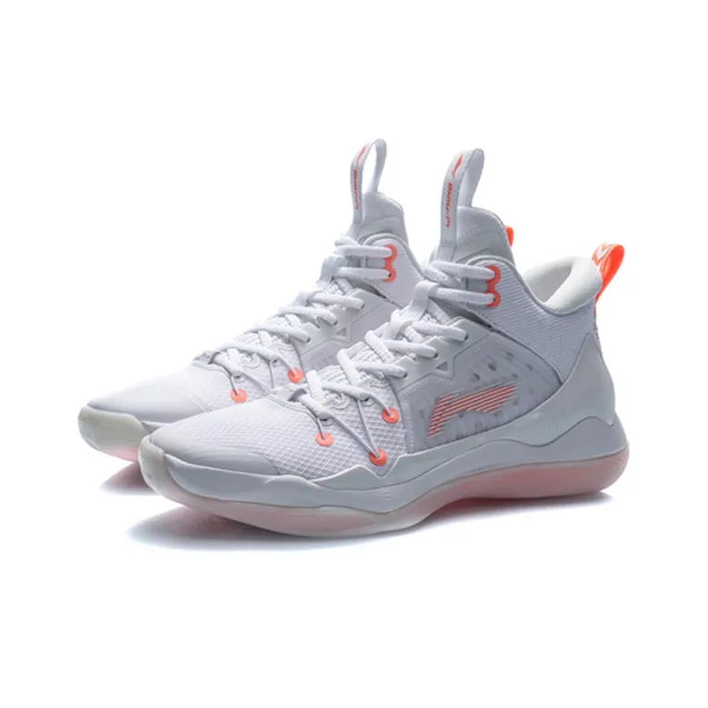 LiNing Lightweight Wear resistant And Non slip Mid Top Performance Basketball Shoes Men's White-2