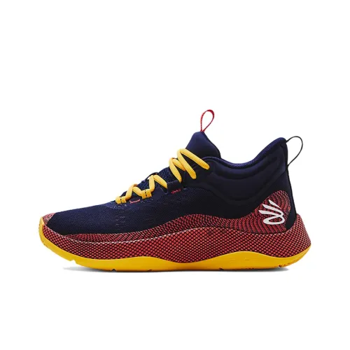 Under Armour Hovr Splash 1 Basketball Shoes Men Mid-Top Blue/Red/Yellow