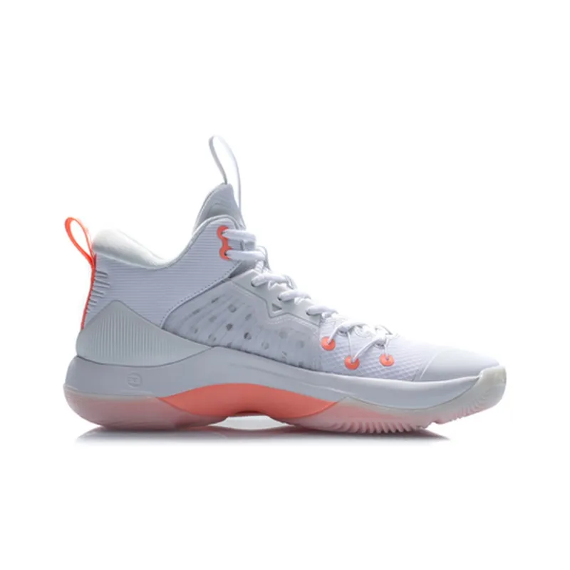 LiNing Lightweight Wear resistant And Non slip Mid Top Performance Basketball Shoes Men's White-1