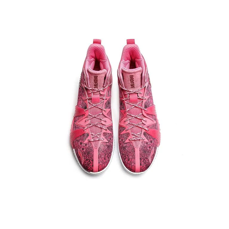 LiNing Badfive 1 Badfive Slip Resistant Cushioning Wear Resistant High Top Basketball Shoes Men's Pink-2