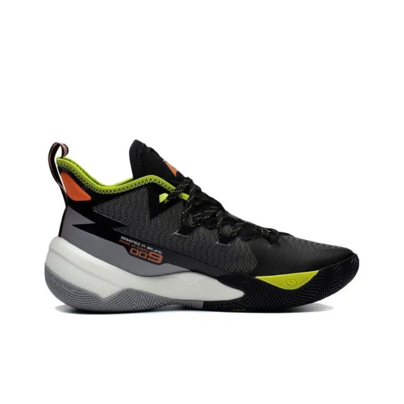 LINING Power 9 Basketball Shoes Men Mid Top Black/Snow Gray-1