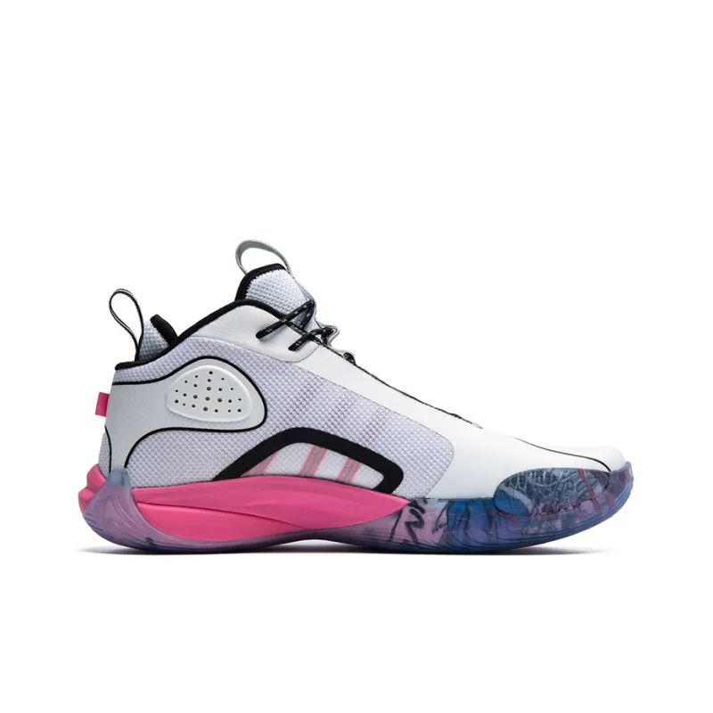 361° Zengo Cushioning, Slip Resistant, And Abrasion Resistant Mid Top Basketball Shoes Men's White Pink-1
