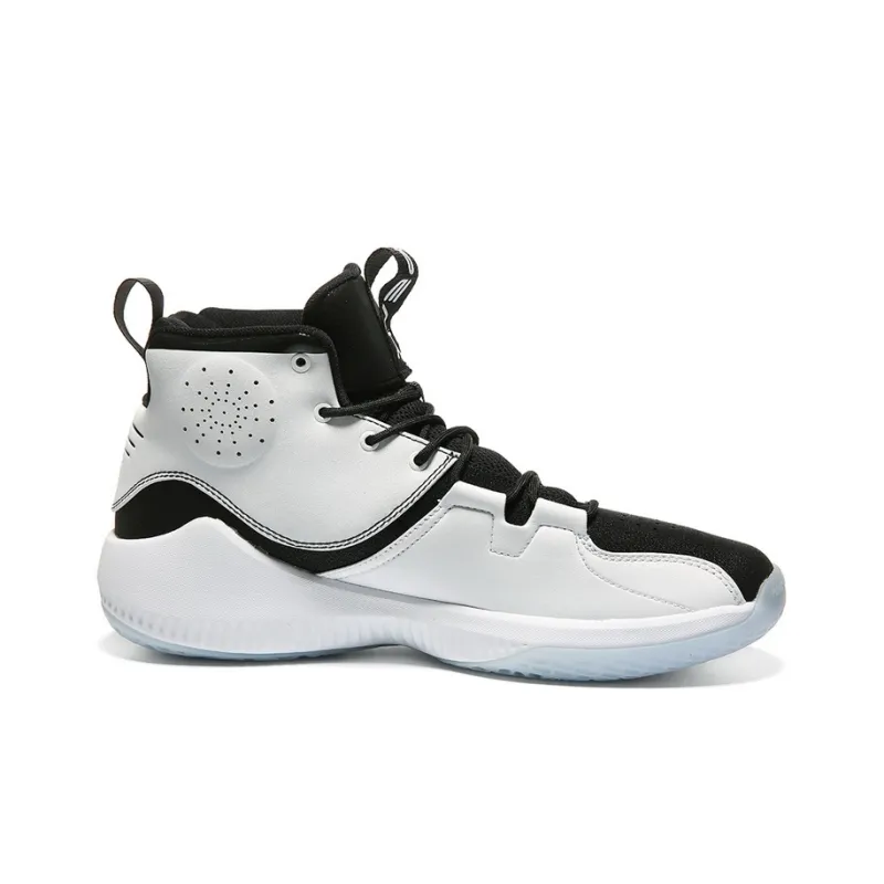 PEAK Shock Absorbers With Slip Resistant And Abrasion Resistant Properties High Top Basketball Shoes Men's Black White-1