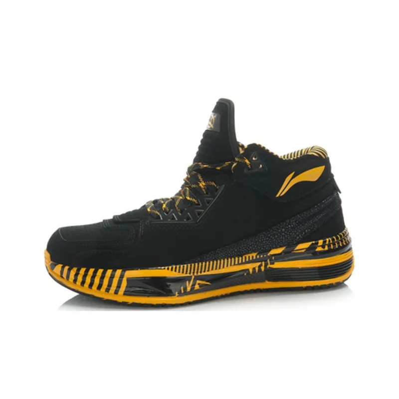 LiNing WOW 2 Cushioning Wear Resistant Rebound Low Top Basketball Shoes Men's Black Yellow-1