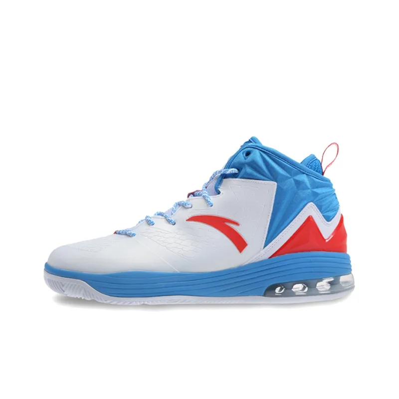 Anta Basketball Collection Cushioning Anti-Slip And Wear-Resistant Mid-Top Basketball Shoes Men's Blue White-0