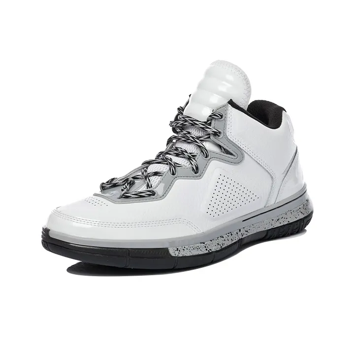 LiNing WOW 1 Anti Slip And Wear Resistant Support Mid Top Basketball Shoes Unisex White Gray-1
