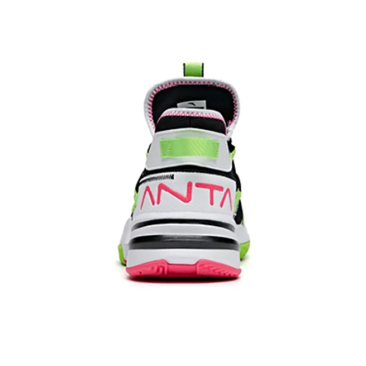 Anta Craze 1 Durable Breathable Low Top Basketball Shoes Men's Black Pink-3