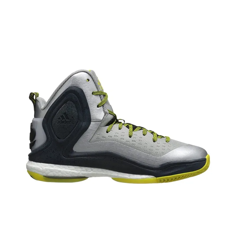 Adidas D Rose 5 Slip Resistant Coverage High Top Basketball Shoes Men's Silver Black-1