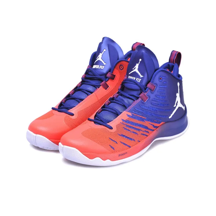 Jordan Super.Fly 5 Cushioned Slip-Resistant Abrasion-Resistant High-Top Basketball Shoes Men's Red Blue-2