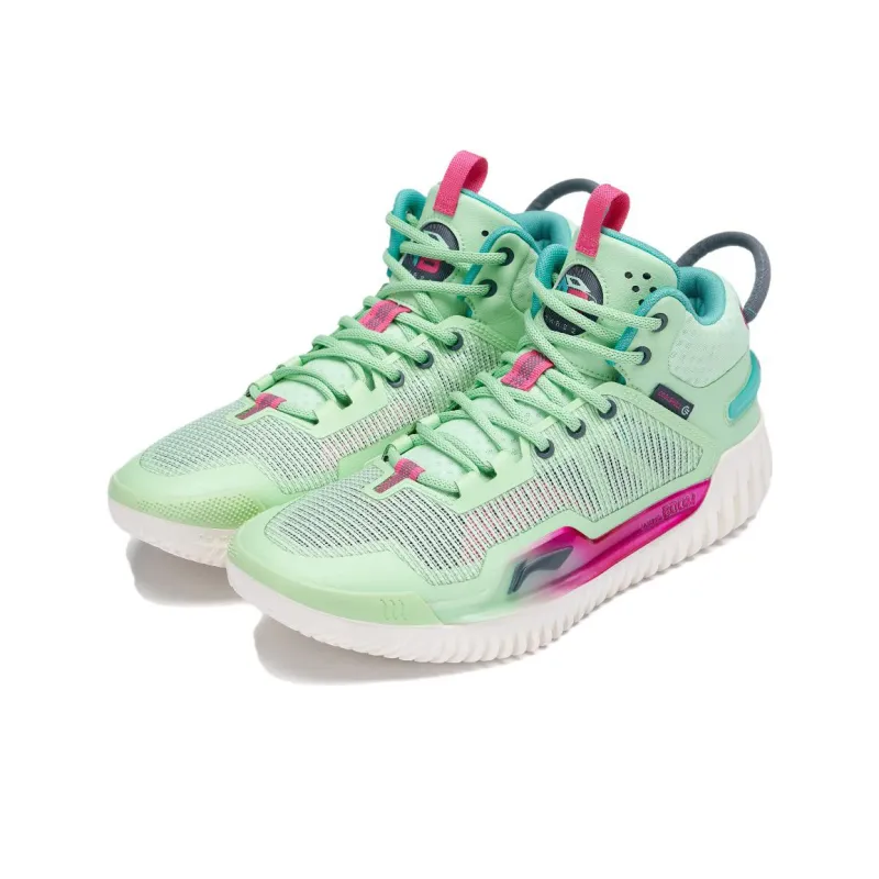 LiNing Badfive 3 Cushioning Anti Slip And Wear Resistant Mid Top Basketball Shoes Men's Green Purple-1