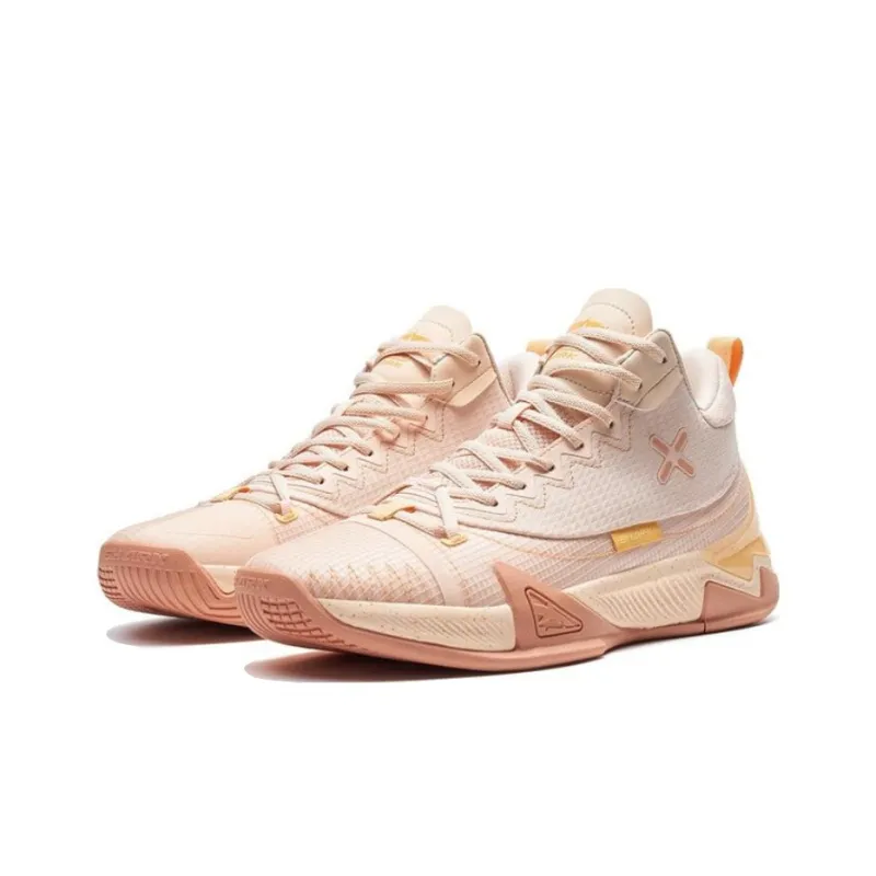 XTEP Shark1.0 Shock Absorbers Slip Resistant, Abrasion Resistant, Breathable Low Top Basketball Shoes Men's Orange Pink-2