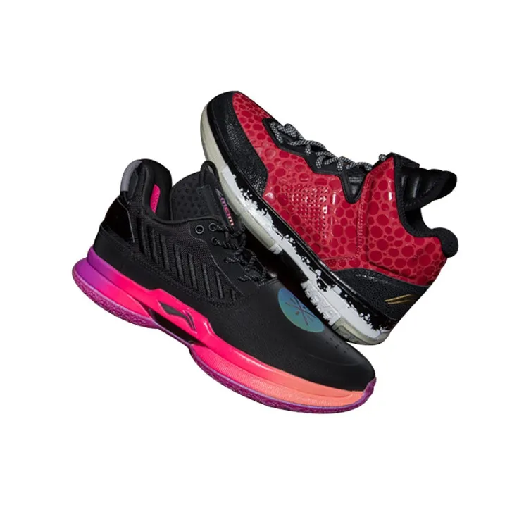 LiNing Way Of Wade WOW Remix 6 Set WOW1+WOW7 Coverage Support Rebound High Top Basketball Shoes Men's Black Red-3