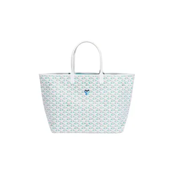 GOYARD Saint Louis PM Canvas With Leather Handbag Shoulder Bag Unisex White/Pale Greenish-White Jade Color
