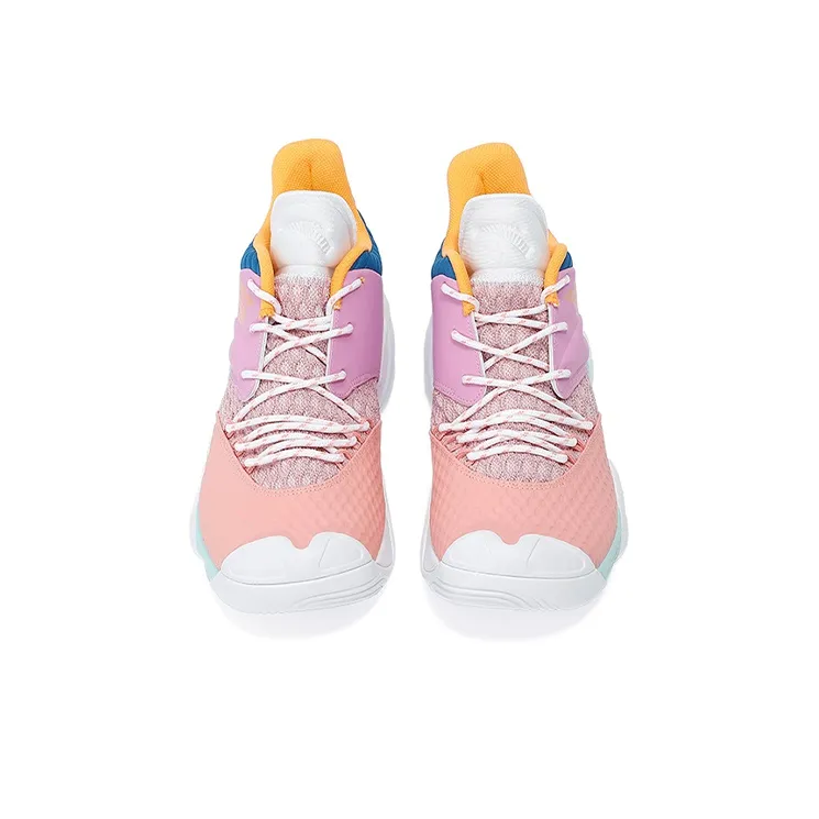 Anta Anti Slip Wear Resistant Mid Top Basketball Shoes Men's Pink Purple White-3